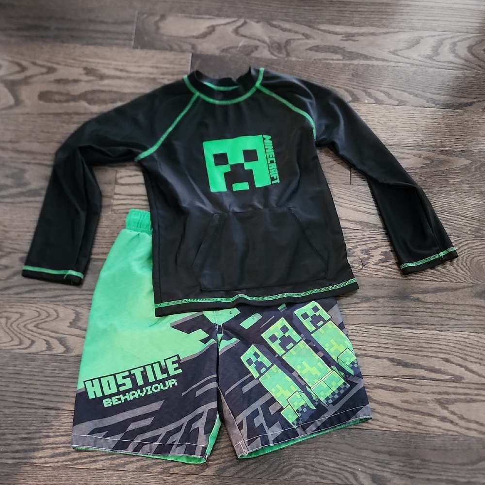 Minecraft Rashguard Swim Set Size 7